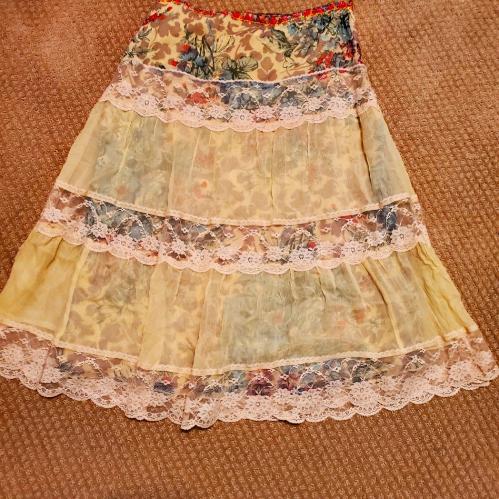 Free people yellow silk skirt